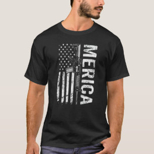 Camiseta Merica Ar15 Arma Bandeira Dos EUA Pro Armas 2ª E