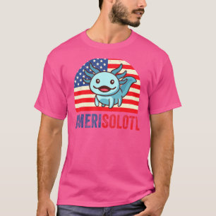 Camiseta Merica Axolotl 4 De Julho Dos Eua Bandeira Patriót