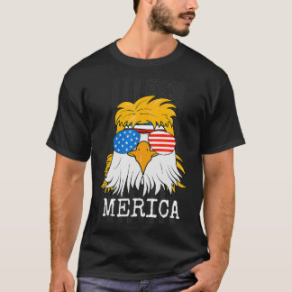 Camiseta Merica Bald Eagle 4 de julho Bandeira Americana Mu