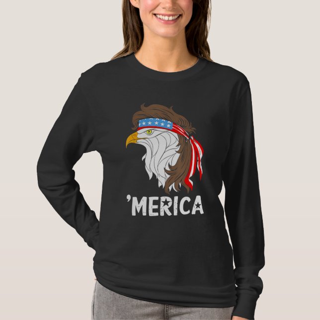 Camiseta Merica Bald Eagle 4 De Julho Patriótico Americano  (Frente)