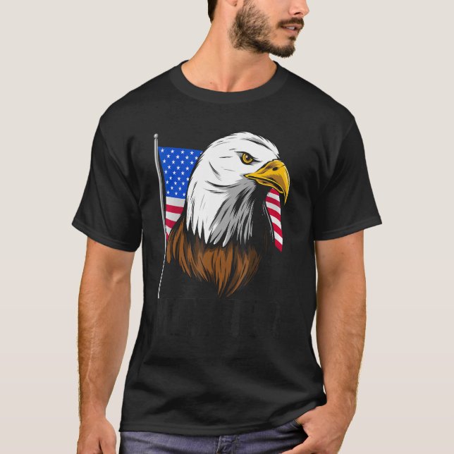 Camiseta Merica Bald Eagle Independence Day 4 de julho (Frente)
