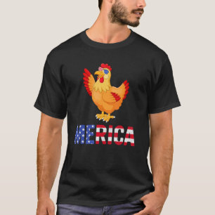 Camiseta Merica Bandeira Dos EUA Frango Óculos De Sol Patri