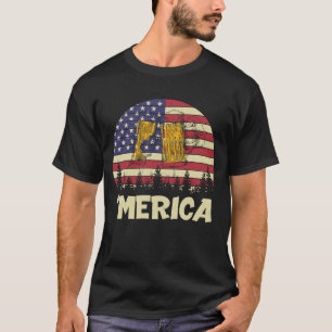 Camiseta Merica Beer Patriótico Bebendo 4 De Julho Dos EUA