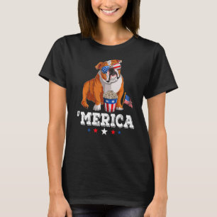 Camiseta Merica Bulldog 4 de julho EUA Flag Engli