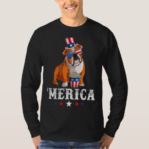 Camiseta Merica Bulldog Men Women Usa American Flag English