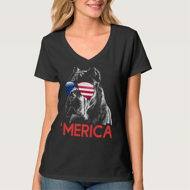 Camiseta Merica Cane Corso American Flag 4 de julho Sweets (Frente)