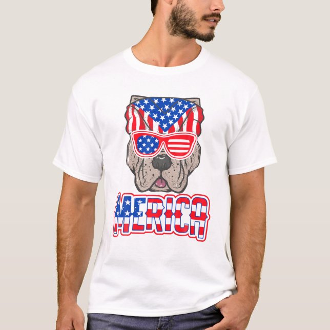 Camiseta Merica Cane Corso Dog Pitbull EUA Flag Pitbull 4º (Frente)