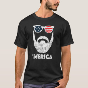 Camiseta Merica - Cara Patriótica de Barba