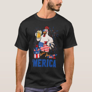 Camiseta Merica Chicken With Beer Glass Usa Independência D