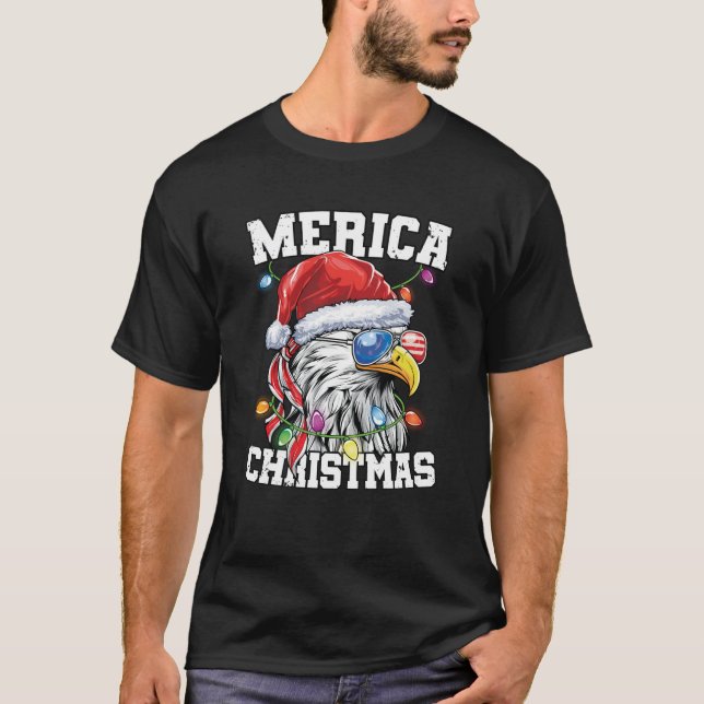Camiseta Merica Christmas Patriotic USA Patriotic Santa Bal (Frente)