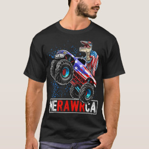 Camiseta Merica Dinosaur Monster Truck 4 de julho americano