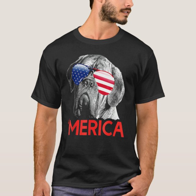 Camiseta Merica Dogue De Bordeaux American Flag 4 De Julho (Frente)