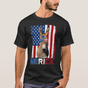 Camiseta Merica Donkey & Usa Flag Patriotic Farmer 4th Of J