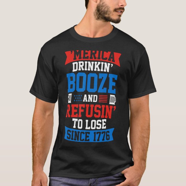 Camiseta Merica Drinkin Bebe E Recusa-Se A Perder Desde 17 (Frente)
