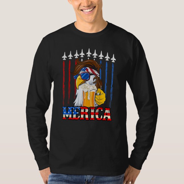 Camiseta Merica Eagle Com Bandeira Da América Da Cerveja 4  (Frente)