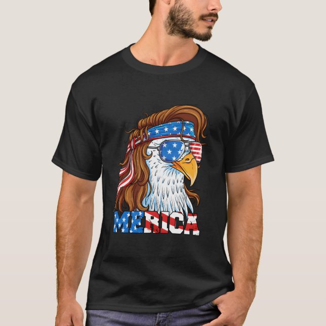 Camiseta Merica Eagle Mullet 4Th Of July American Flag Usa  (Frente)