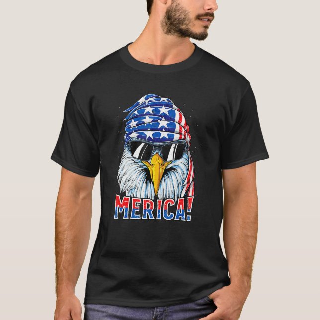 Camiseta Merica Eagle Mullet American Flag Usa Veteranos 4º (Frente)