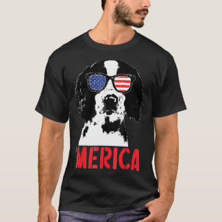 Camiseta Merica Englisth Springer Spaniel American Flag 4º