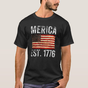 Camiseta MERICA Est 1776 Quarto De Julho América Liberdade