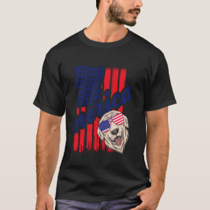 Camiseta Merica EUA - Cão Vestindo Bandeira Americana Sungl