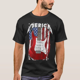 Camiseta Merica EUA Guitarrista Bandeira Americana