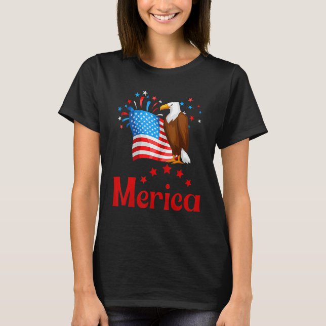 Camiseta Merica Flag Eagle Óculos (Frente)