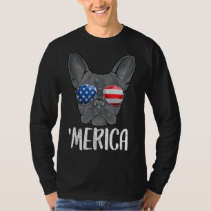 Camiseta Merica French Buldog Dog 4 De Julho American Fla