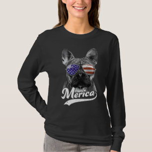 Camiseta Merica French Buldog Usa American Flag Sunglass