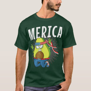 Camiseta Merica Funny Avocado Rock Hands EUA América 4º do