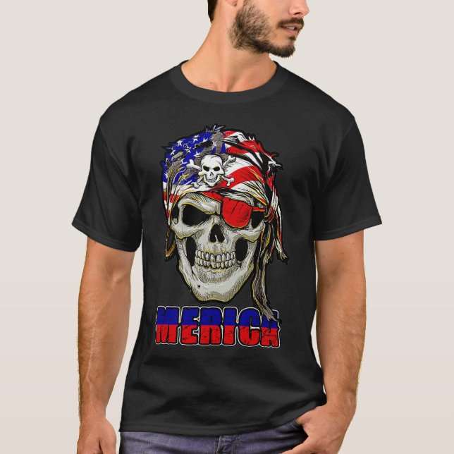 Camiseta Merica - Funny Pirate US Flag Pride Proud American (Frente)