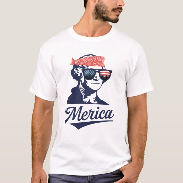 Camiseta Merica George Washington Divertido Patriótico (Frente)