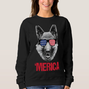 Camiseta Merica German shepherd American Flag Óculos Sunvid