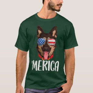 Camiseta Merica German shepherd Dog 4 de julho American Fl