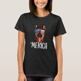 Camiseta Merica German Shepherd Dog 4th Of July American Fl