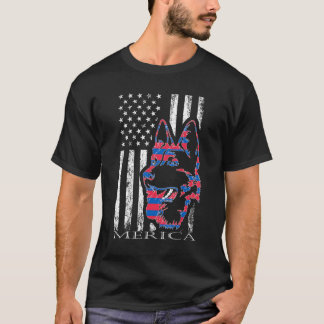 Camiseta Merica German Shepherd Dog 4th Of July American Fl