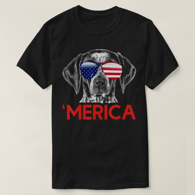Camiseta Merica German Shorthired Pointer American Flag (Frente do Design)