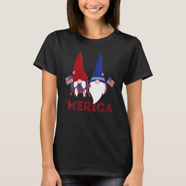 Camiseta Merica Gnomos Independência Dos Eua Dia 4 de (Frente)