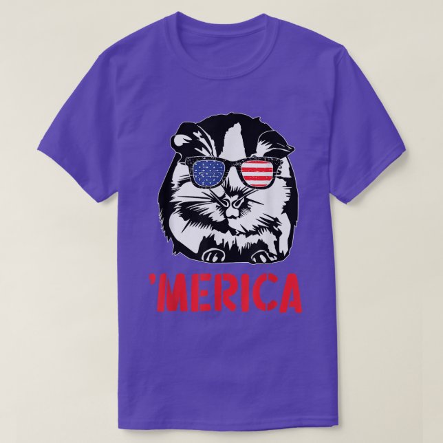 Camiseta Merica Guiné porco América Bandeira 4 de julho (Frente do Design)