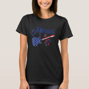 Camiseta Merica Guitar Usa Flag Freedom Music Patriotic 4th