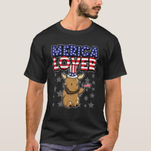 Camiseta Merica Lover - Feliz 4 De Julho - Elk USA Flag