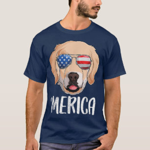 Camiseta Merica Ouro Retriever Dog 4 de julho americano
