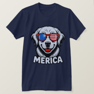 Camiseta Merica Patiotic Dog vidros EUA Bandeira Americana