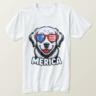 Camiseta Merica Patiotic Dog vidros EUA Bandeira Americana 