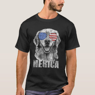 Camiseta Merica Patriótica American Flag Ouro Retriever Do