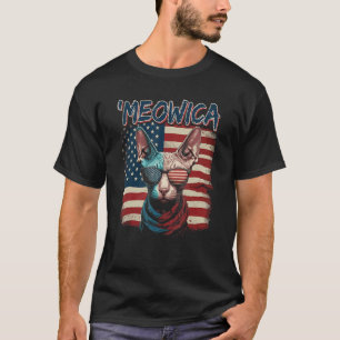 Camiseta Merica Patriótica Sphynx Cat Meowica 4 de julho Ca