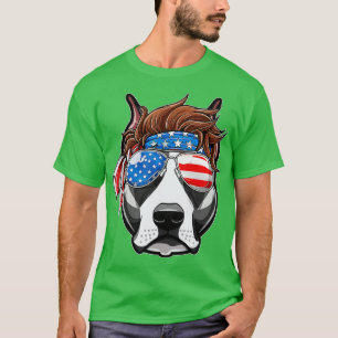 Camiseta Merica Pitbull Dog 4 De Julho Bandeira Americana