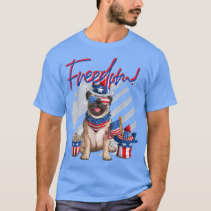 Camiseta Merica Pug dog 4 de julho American Flag