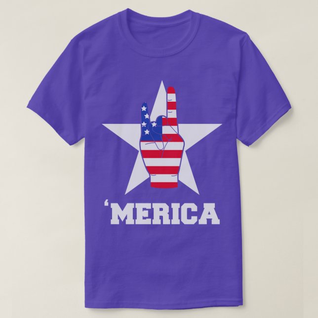 Camiseta Merica Rock Sign 4 de julho americano (Frente do Design)