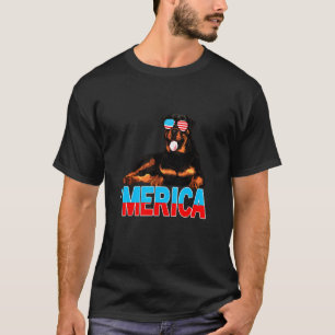 Camiseta Merica Rottweiler American Flag Sungles 4º De Jul