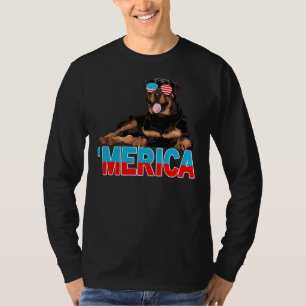 Camiseta Merica Rottweiler American Flag Sunvidles 4º
